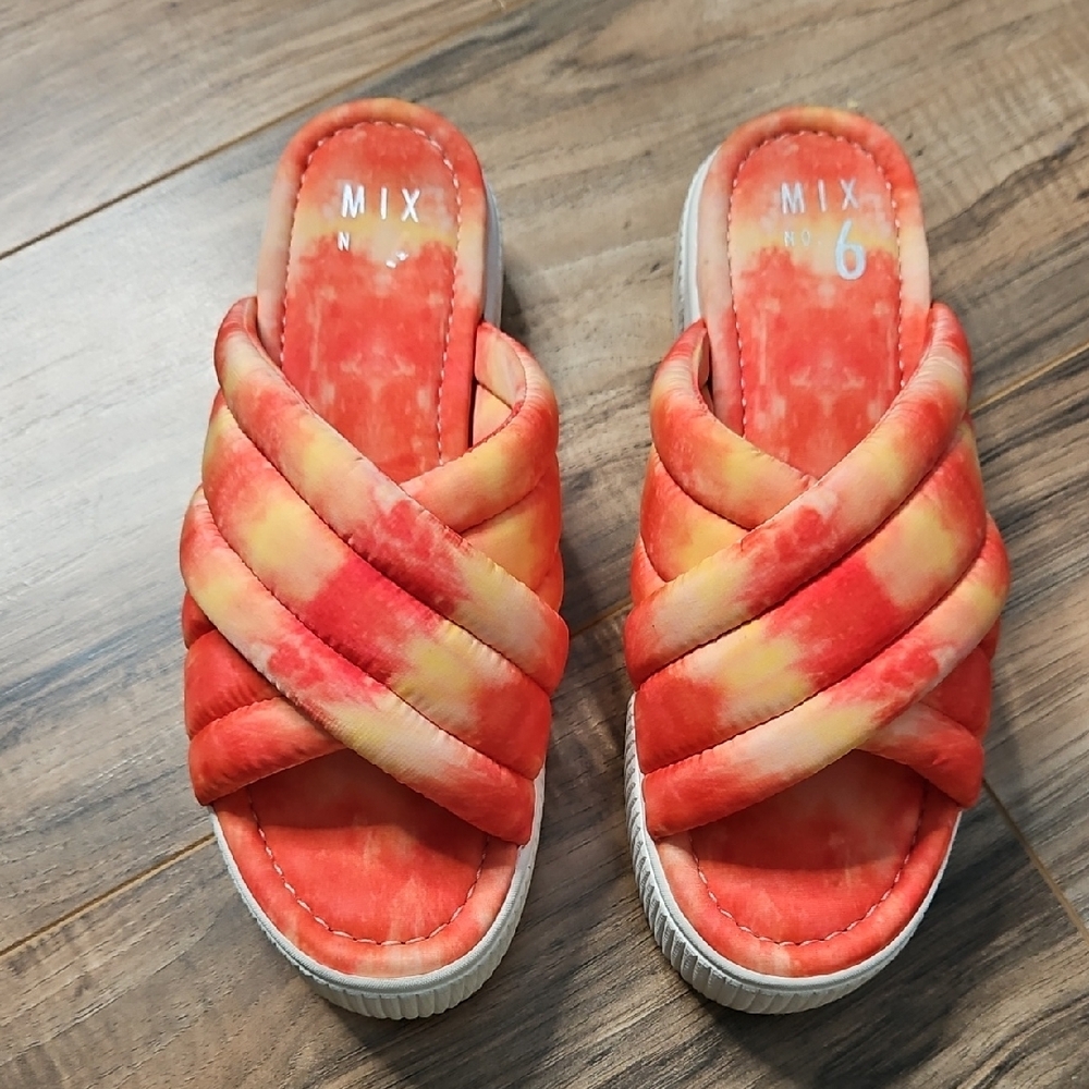 Mix No. 6 Fiery Tie-Dye Cassia Platform Wedge Sandals 7